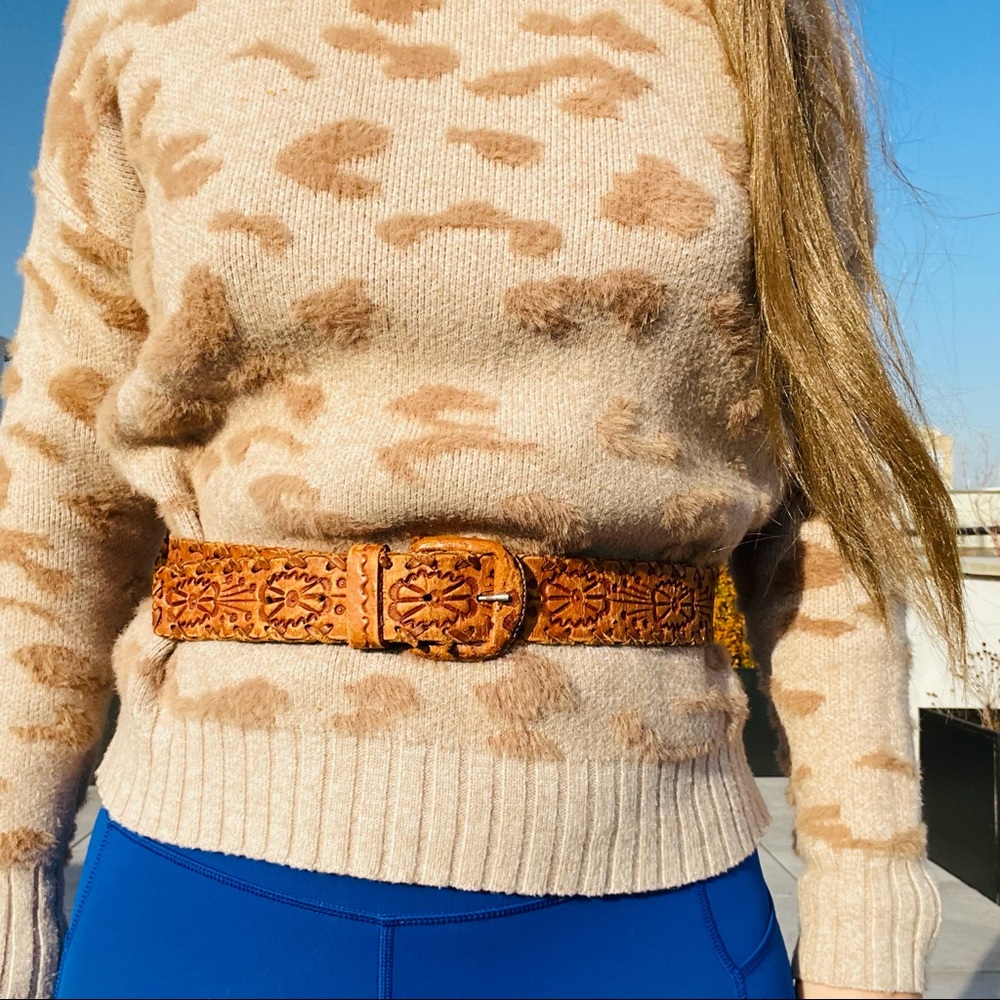 FATE Leopard Pattern Drop Shoulder Sweater